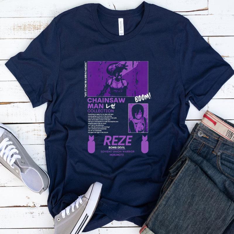 Bright Poor Young Man Contracted Dog Like Demon Reze Chainsaw Man Retro Shirts