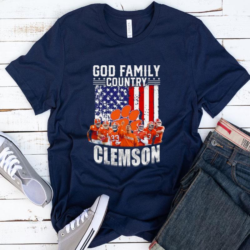 Clemson Tigers God Family Country Clemson American Flag Shirts