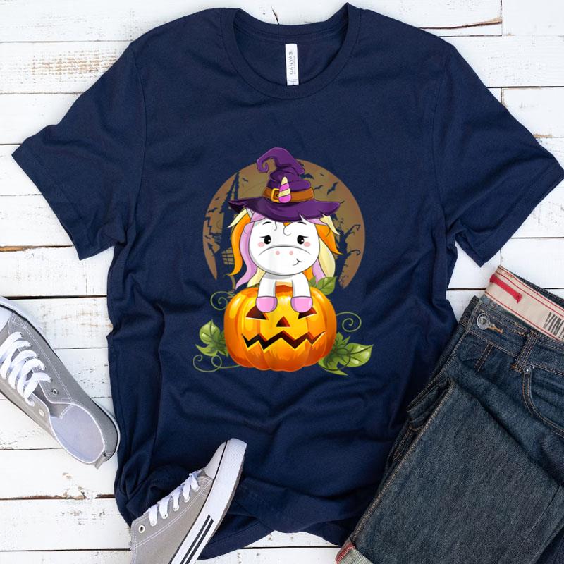 Cute Unicorn Witch Pumpkin Halloween Costume Shirts