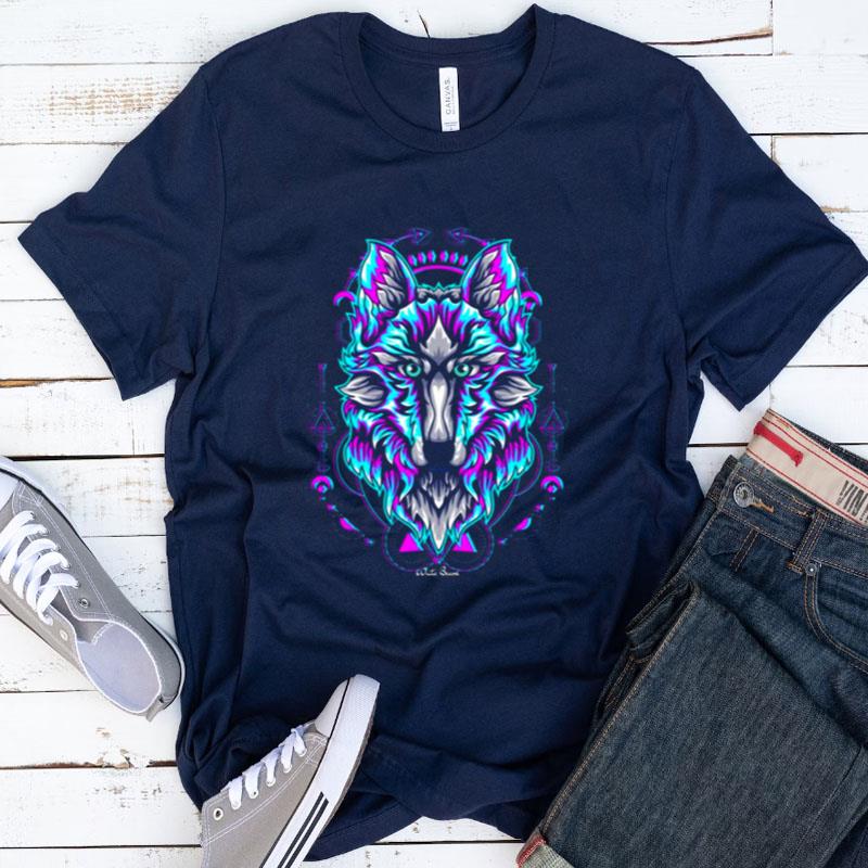 Design Wolf Glitch Pop Colors Shirts