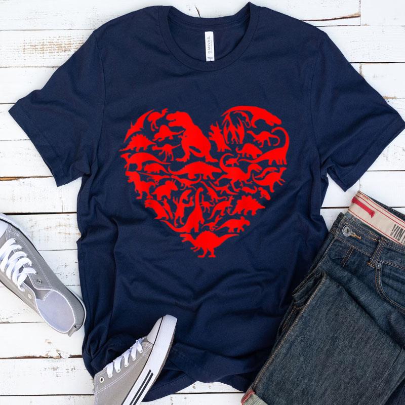 Dinosaur Love Heart Cute Valentines Day Boys Kids Toddlers Shirts