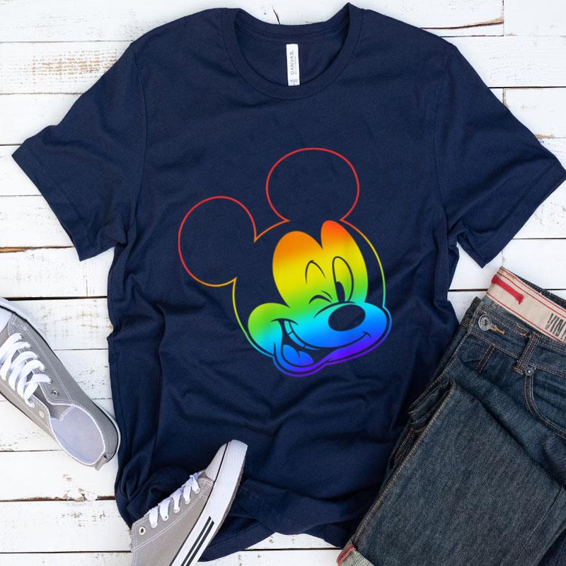Disney Mickey And Friends Rainbow Mickey Face Shirts