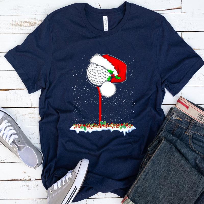 Golf Ball With Santa Hat Christmas Holiday Shirts