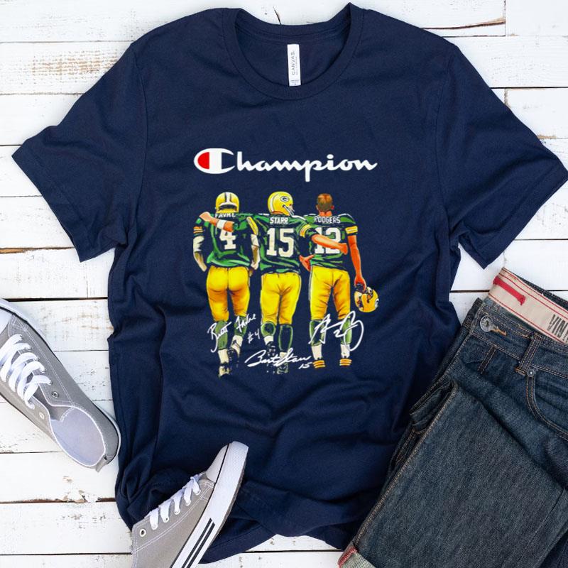 Green Bay Packers Favre Starr Rodgers Champions Signatures Shirts