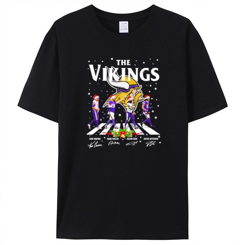 Kirk Cousins Adam Thielen Dalvin Cook And Justin Jefferson The Viking Abbey Road Merry Christmas Shirts