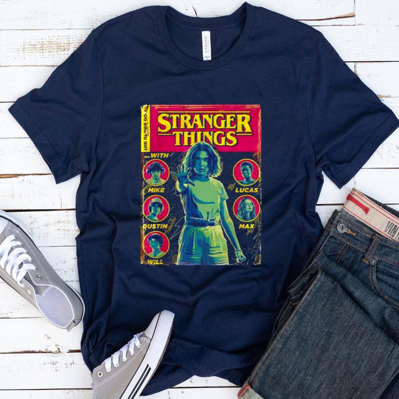 Netflix Stranger Things Group Shot Comic Cover Shirts
