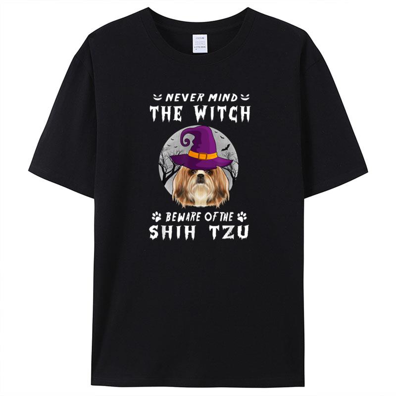 Never Mind The Witch Beware Of Shih Tzu Dog Halloween Shirts