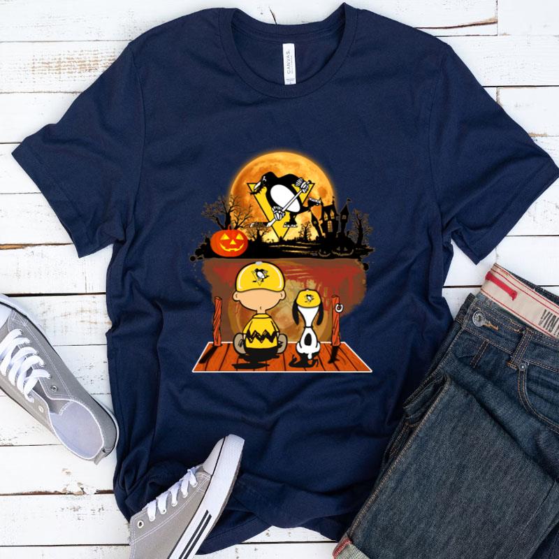 Snoopy And Charlie Brown Pumpkin Pittsburgh Penguins Halloween Moon Shirts