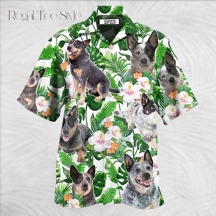 Australian Cattle Dog Tropical Floral Hawaiian Shirt