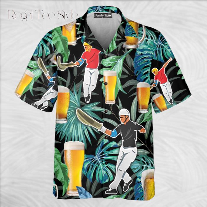 Beer And Jai Alai Tropical Pattern Hawaiian Shirt