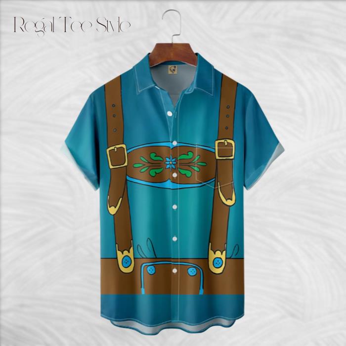 Blue Lederhosen Fashion Hawaiian Shirt