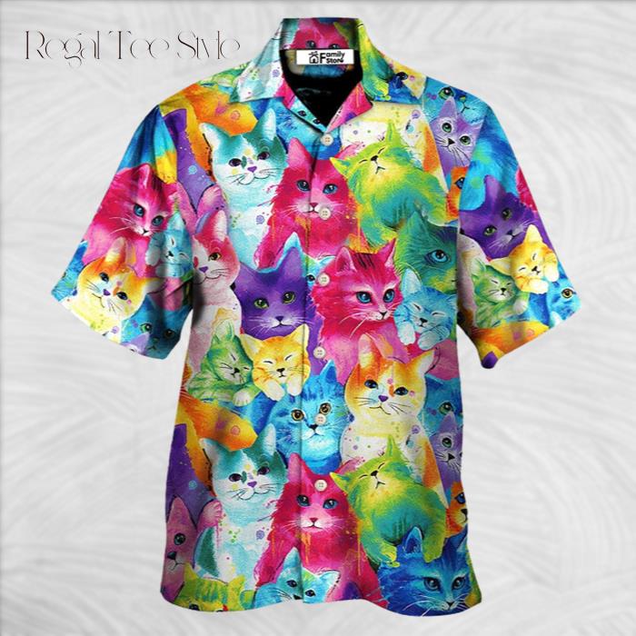 Cat Colorful Little Cute Kitten Happy Life Hawaiian Shirt