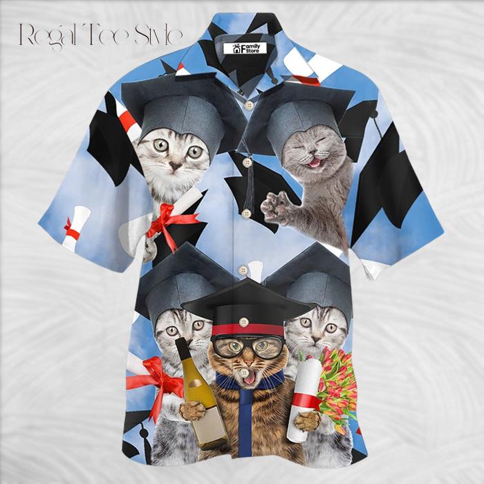 Cat Graduation Cute Cat Hawaiian Shirt