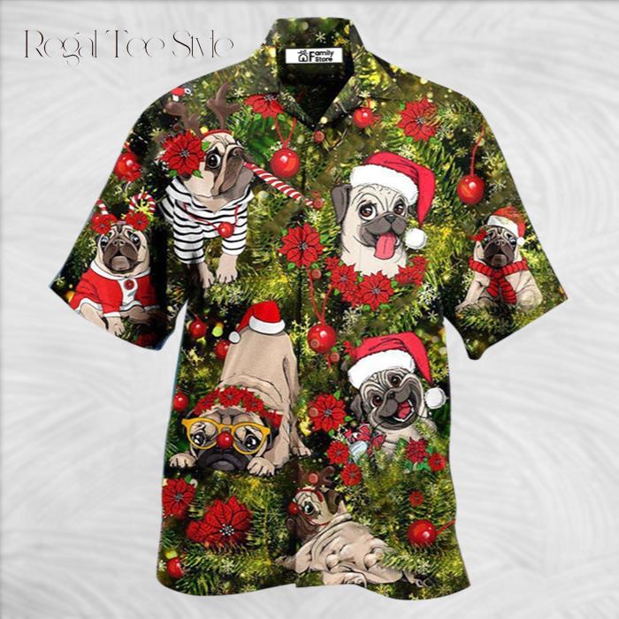 Christmas Have Yourself A Merry Little Pugmas In Grass Hawaiian Shirt