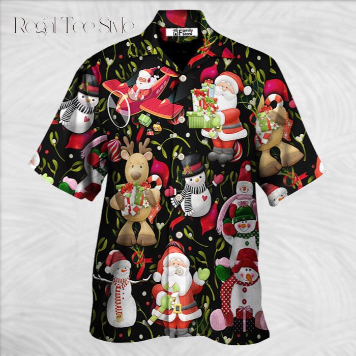 Christmas Joyful Santa Snowman Merry Xmas Hawaiian Shirt