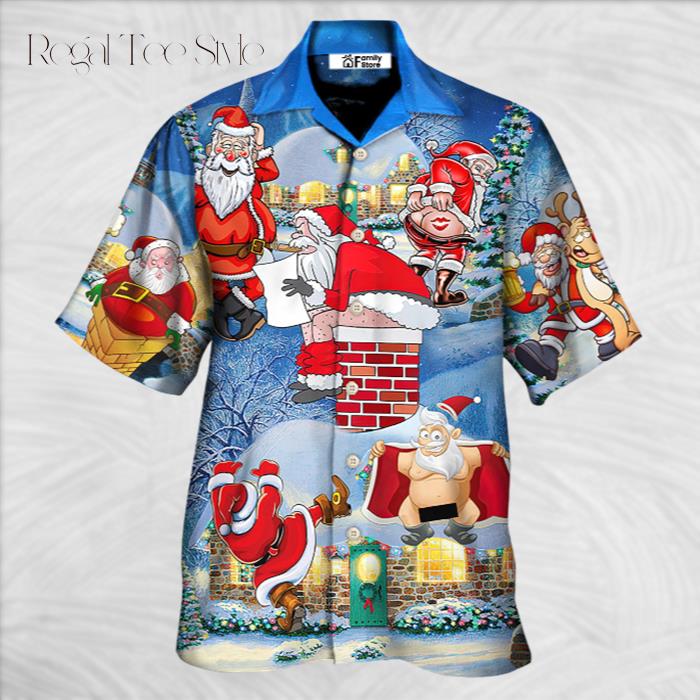 Christmas Rebellious Santa Claus Drunk Beer Troll Xmas Funny Hawaiian Shirt