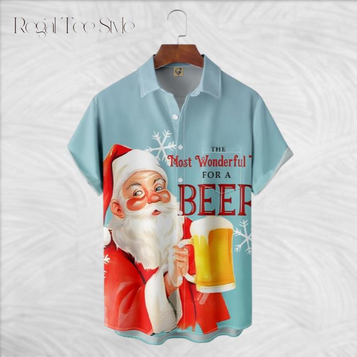 Christmas Santa The Most Wonderful For A Beer Hawaiian Shirt