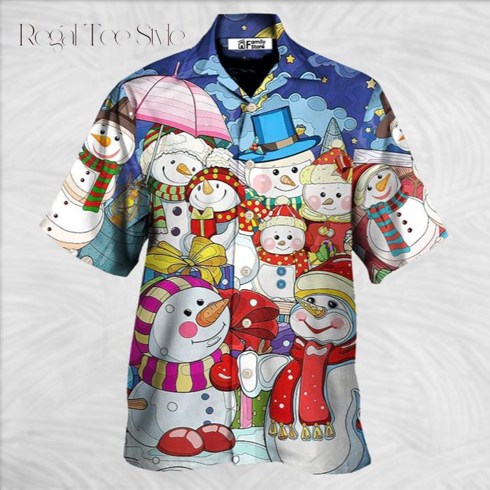 Christmas Snowman Merry Xmas And Happy New Year Art Style Hawaiian Shirt