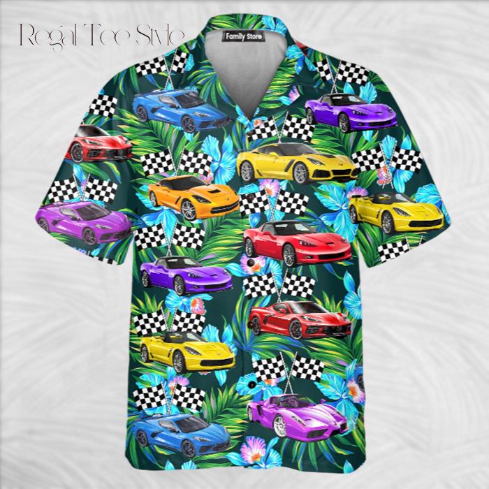 Corvette Car Colorful Tropical Gift For Corvette Car Lovers Hawaiian Shirt