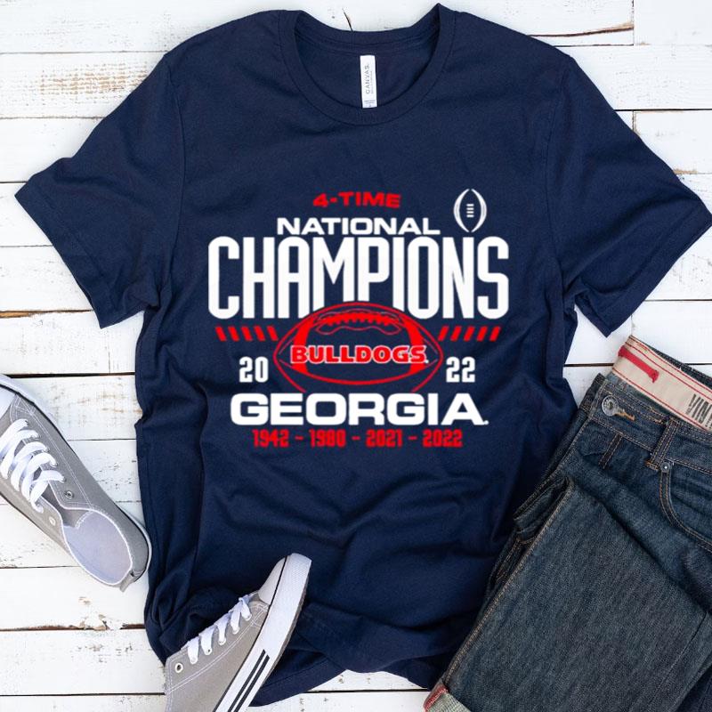 Georgia Bulldogs Blue 84 Women's Four Time College Football National Champions Overdye Shirts