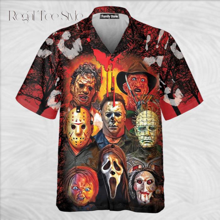 Halloween Horror Movie Characters Blood Scary Hawaiian Shirt