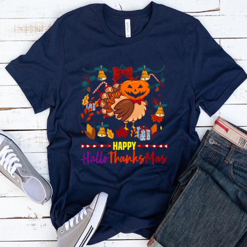 Happy Hallothanksmas Turkey Pumpkin Head Shirts