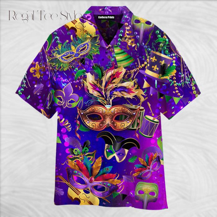 Happy Mardi Gras Purple Hawaiian Shirt