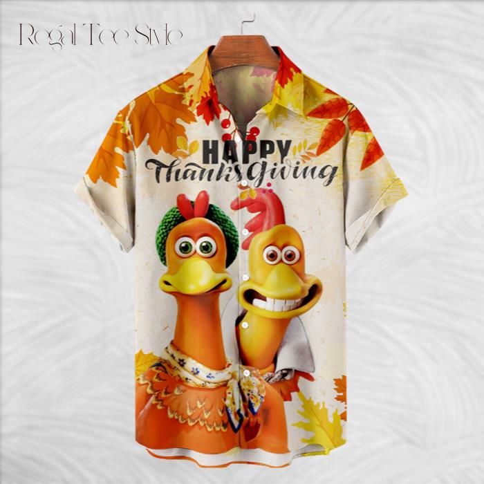 Happy Turkey Chicken Family Hawaiian Shirt