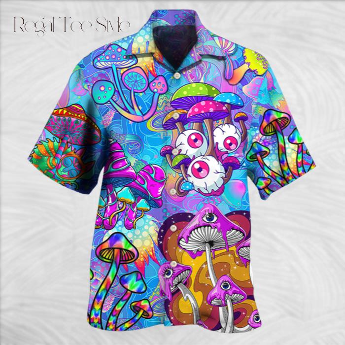 Hippie Mushroom Colorful Cool Style Hawaiian Shirt