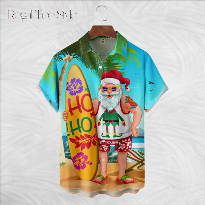 Ho Santa Claus On The Beach Hawaiian Shirt