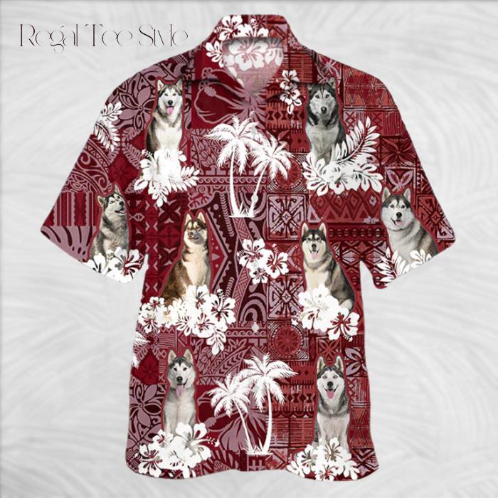 Husky Red Vintage Vibe Gift For Dog Lover Hawaiian Shirt