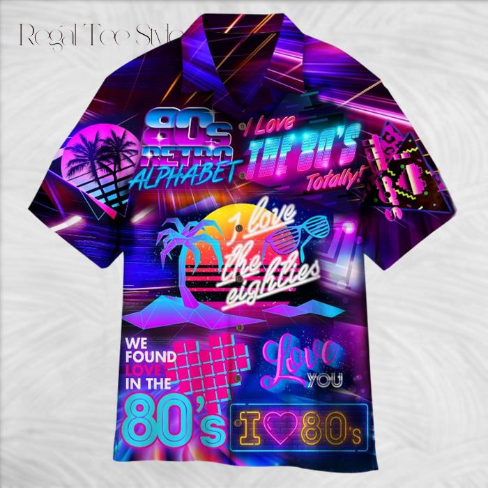 I Love The 80s Neon Music Party Hawaiian Shirt