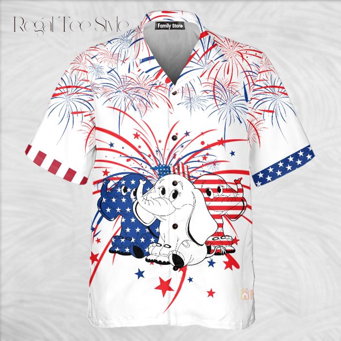 Independence Day ELephant 3D Hawaiian Shirt