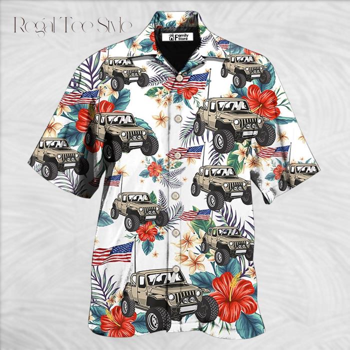 Jeep Independence Day Flower Style Hawaiian Shirt