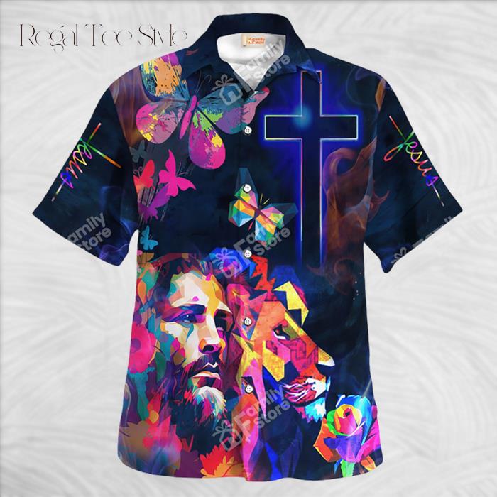 Jesus And Lion Colorful Hawaiian Shirt