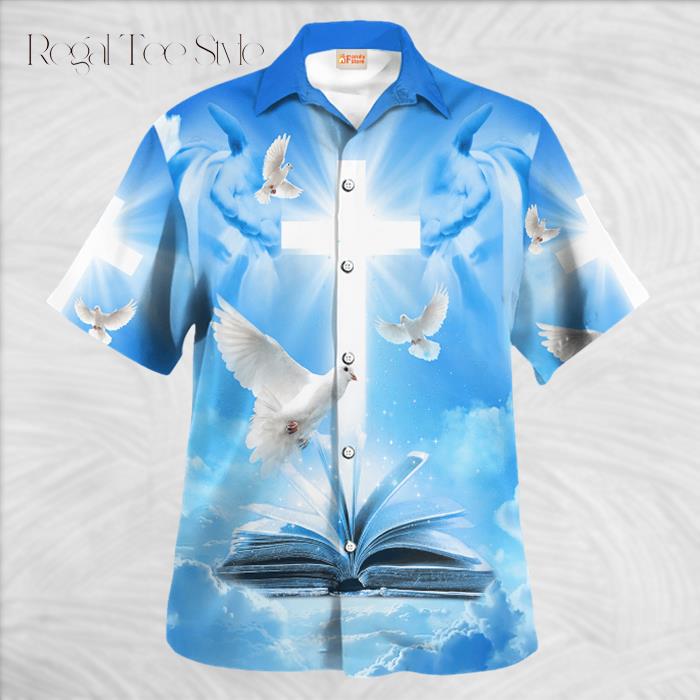 Jesus Dove Fly In The Blue Sky Hawaiian Shirt