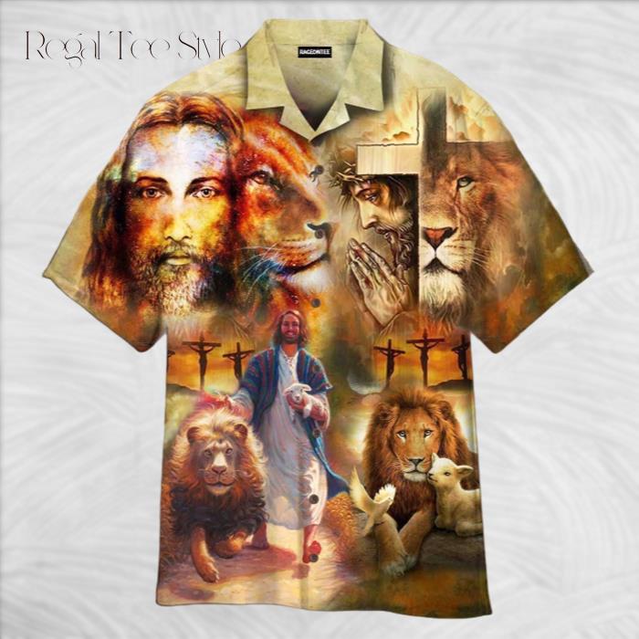 Jesus Faith Hope Love Lion Hawaiian Shirt