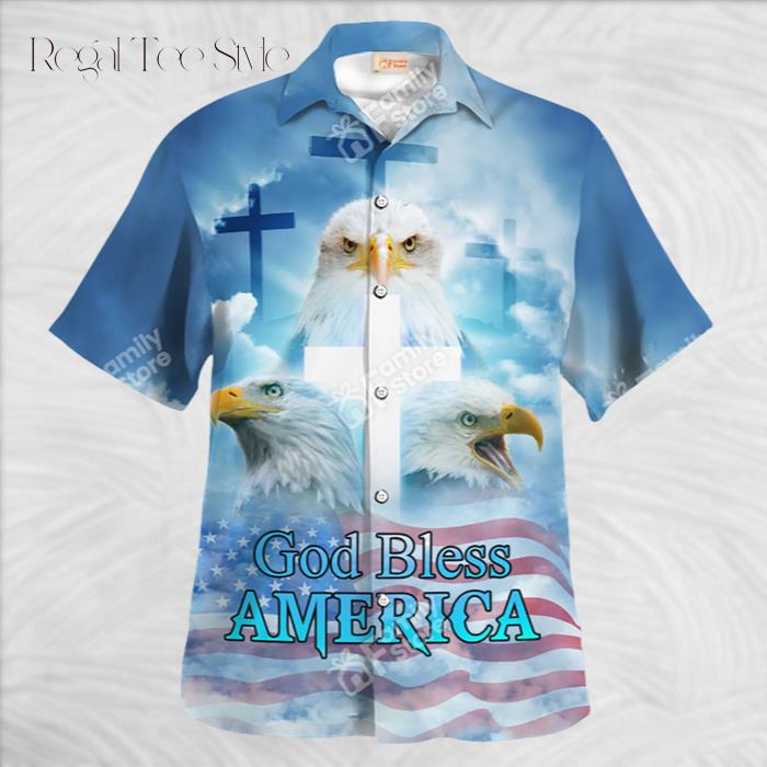 Jesus God Bless America Independence Hawaiian Shirt