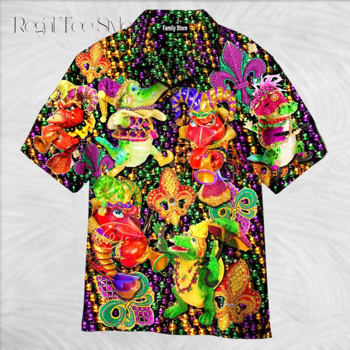 Mardi Gras Alligator Hawaiian Shirt