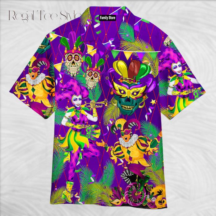 Mardi Gras Jester Clowns Hawaiian Shirt