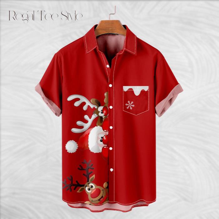 Merry Christmas Reindeer Red Hawaiian Shirt