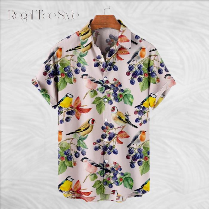 Mulberry Pattern With parrto Hawaiian Shirt