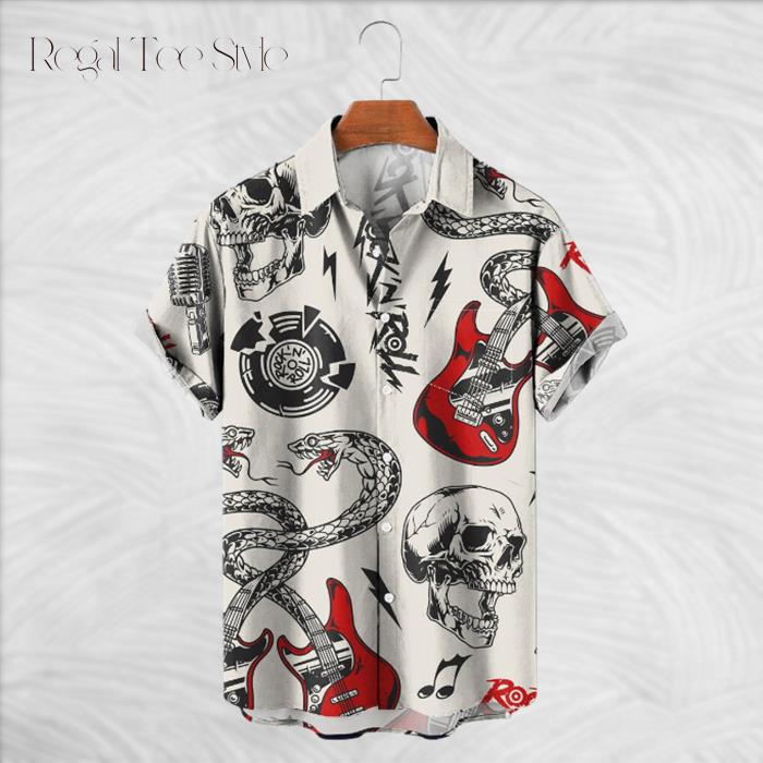 Music Skull Love Style Print hirts Hawaiian Shirt