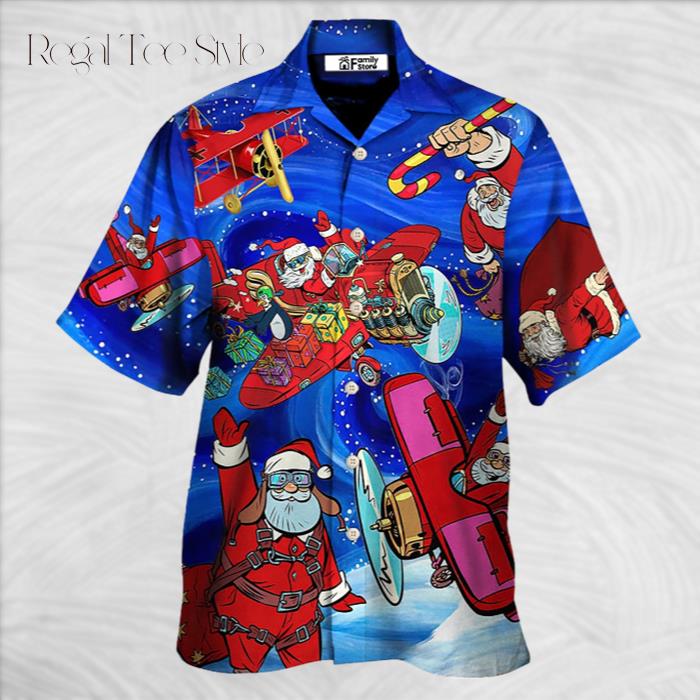 No Reindeer Any More Santa Loves Airplane Magic Night Hawaiian Shirt