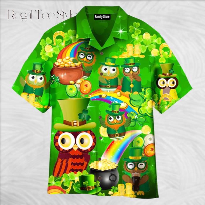 Owls Happy Saint Patricks Day Hawaiian Shirt