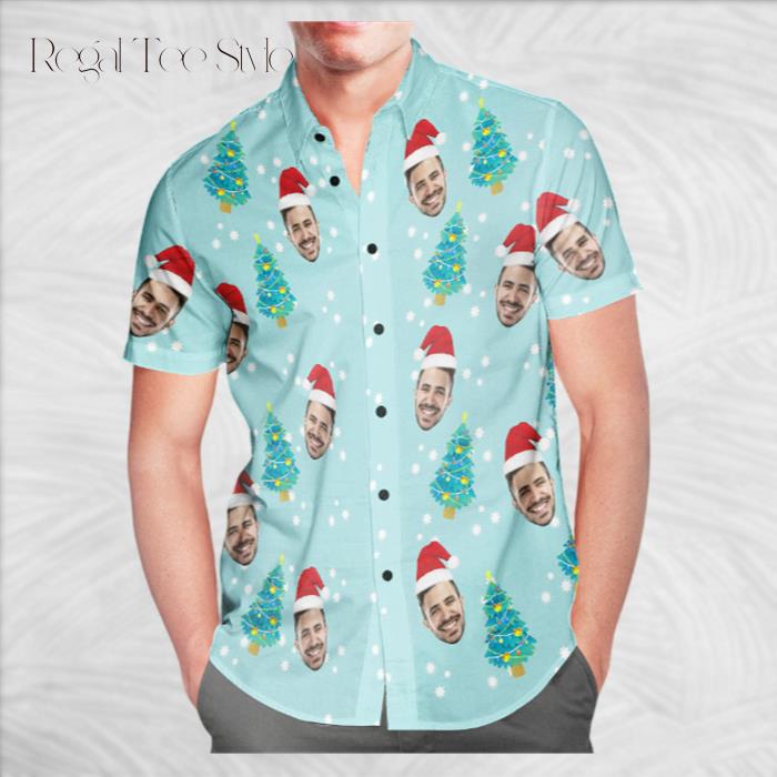 Personalized Face Christmas Tree Hawaiian Shirt