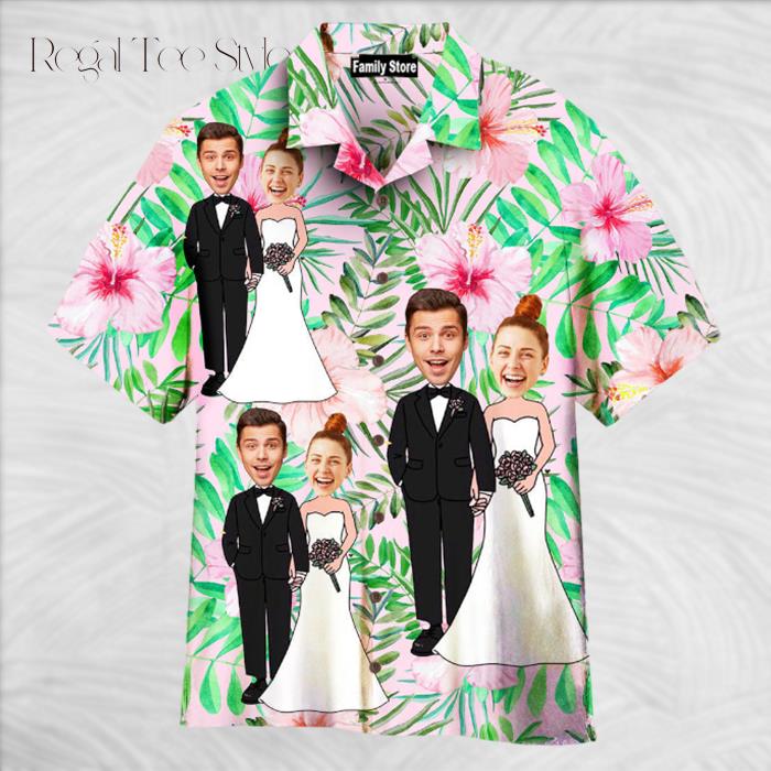 Personalized Funny Happy Wedding Couple Hawaiian Shirt