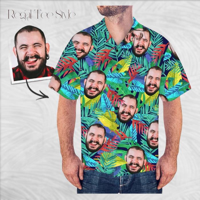 Personalized Multicolor Leaves Design Aloha Beach Hawaiian Shirt