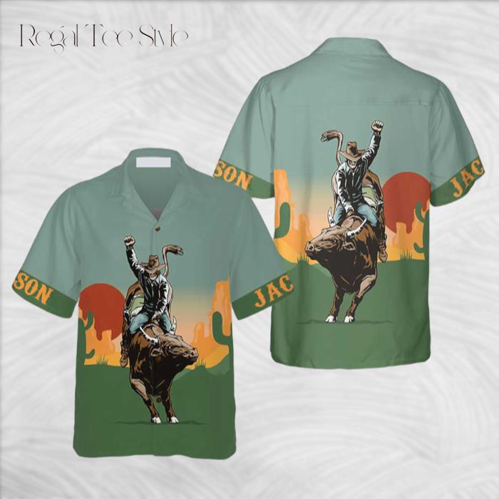 Personalized Texas Sunset Cactus Longhorn Custom Hawaiian Shirt