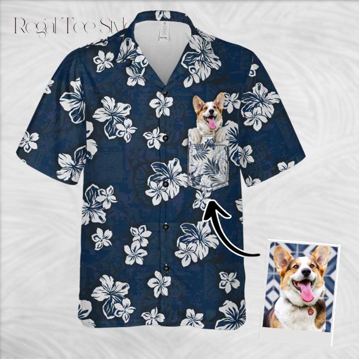 Personalized Tribal Elements And Hibiscus Flowers Pattern Navy Hawaiian Shirt